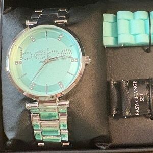 Women’s Silver and Turquoise Watch Set